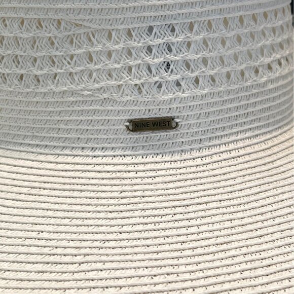 Nine West Soft White Wide-Brim Straw Floppy Summer Sun Travel Beach Pool Hat - Picture 10 of 13